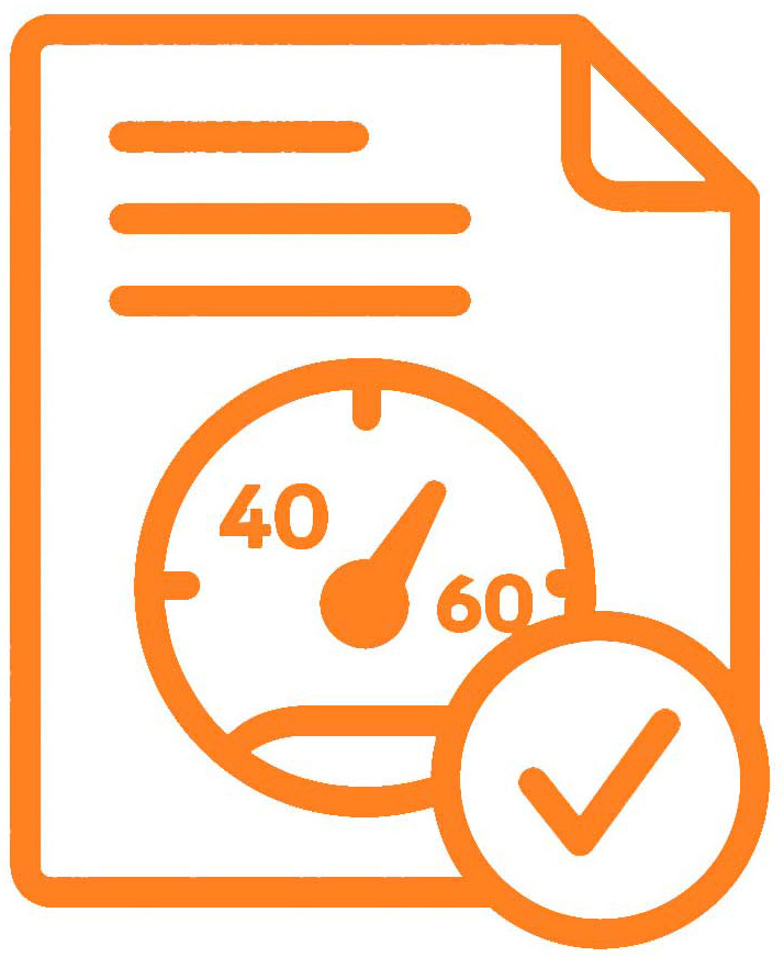 An icon of a document and gauge